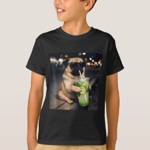 Camiseta Pug divertido bebiendo mojito lima menta meme