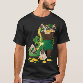 Camiseta Pug divertido cachorro día de San Patricios trébol