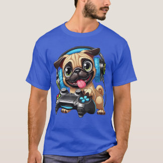 Camiseta Pug Divertido Perro Lindo Cachorro Jugando Jugador
