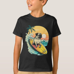 Camiseta Pug Divertido Surfando en la Playa Amante de las M