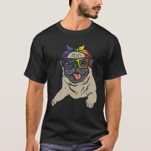 Camiseta Pug Dog Bandana LGBTQ bandera arcoiris aliado del 