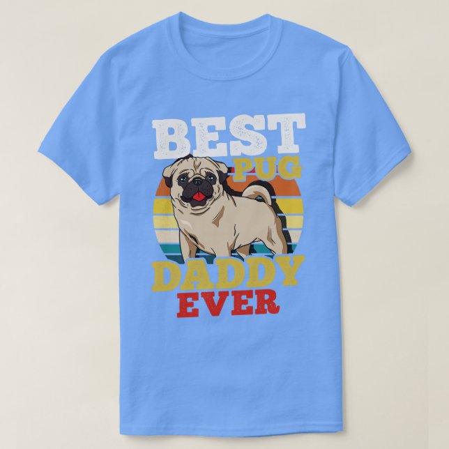 Camiseta Pug Dog Dad Daddy Fathers Day Retro (Diseño del anverso)