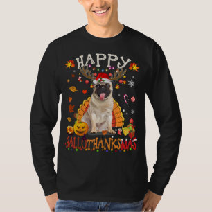 Camiseta Pug Dog Happy Hallothanksmas Halloween Thanksgivin