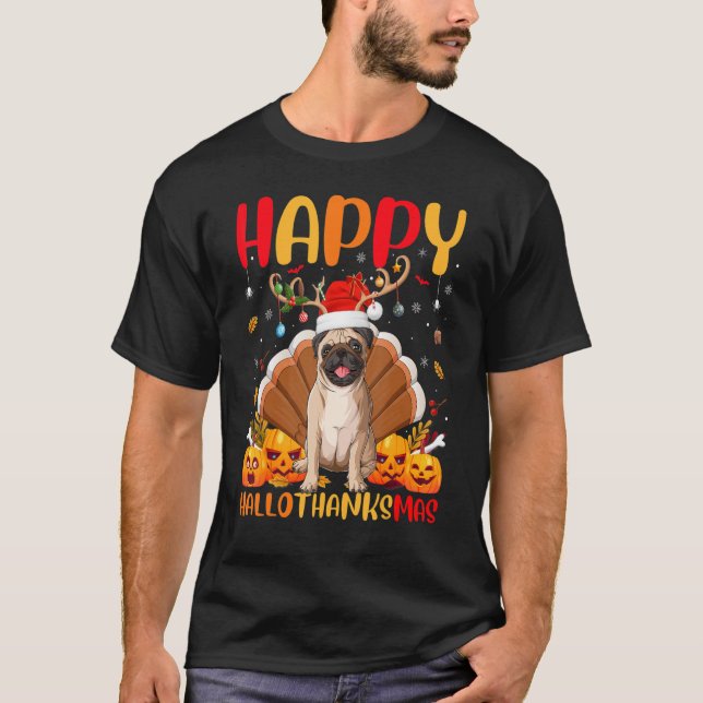Camiseta Pug Dog Happy Pug Hellothanksmas (Anverso)