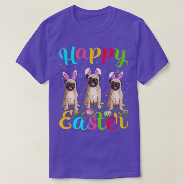 Camiseta Pug Dog Lover Gracioso Huevo de Pascua Bunny Pug H (Diseño del anverso)