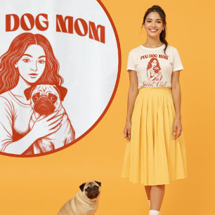 Camiseta Pug Dog Mom Social Club Line Art for Women