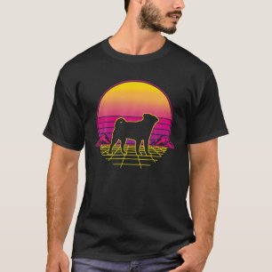 Camiseta Pug Dog Puppy Retro Vintage Sunset