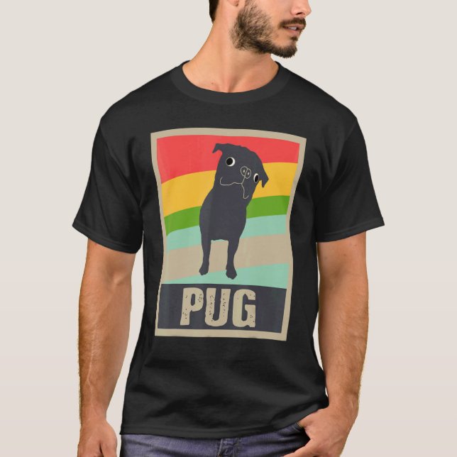 Camiseta Pug Dog Vintage Retro Pug Cute Pug (Anverso)