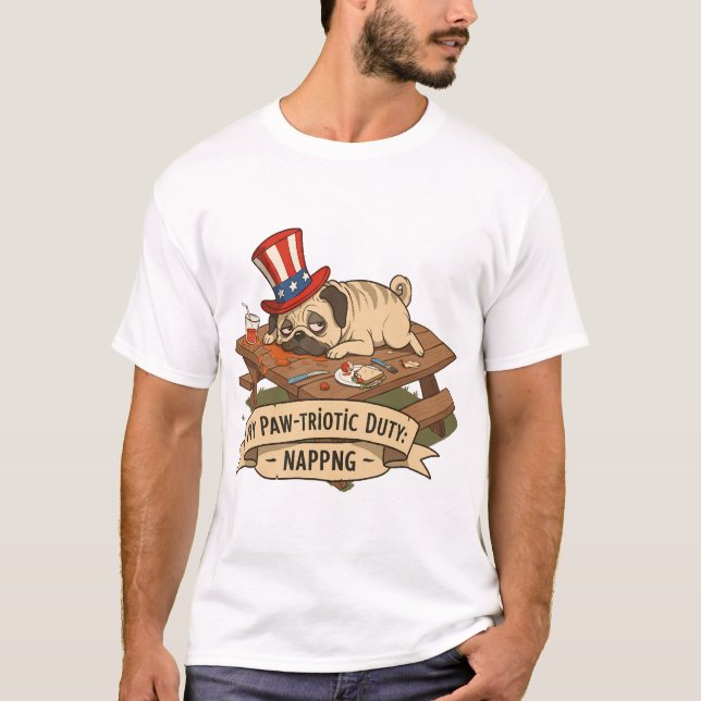 Camiseta Pug durmiendo la siesta  (Anverso)
