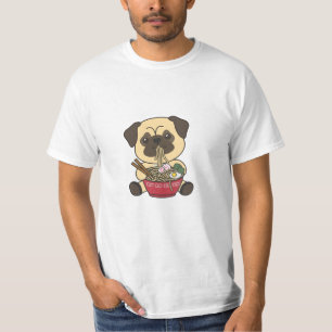Camiseta Pug Eat Ramen Cute Kawaii Noodles Dogs
