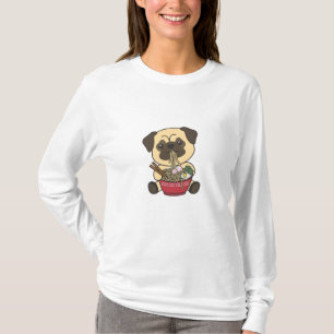 Camiseta Pug Eat Ramen Cute Kawaii Noodles Dogs