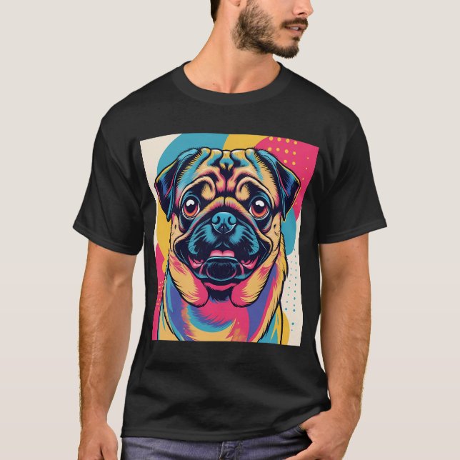 Camiseta Pug en arte pop uno (Anverso)
