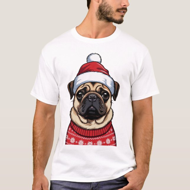 Camiseta Pug en Navidad (Anverso)