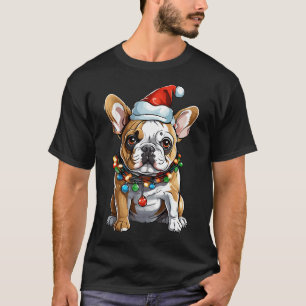 Camiseta Pug enredado en luces de Navidad con San