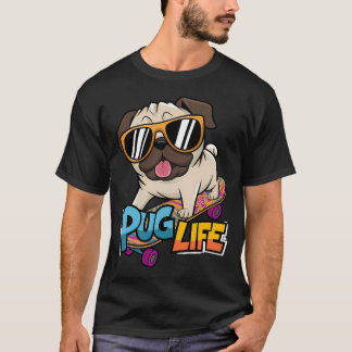 Camiseta Pug Estiloso en Monopatín Gráfico Perfecto para Fu