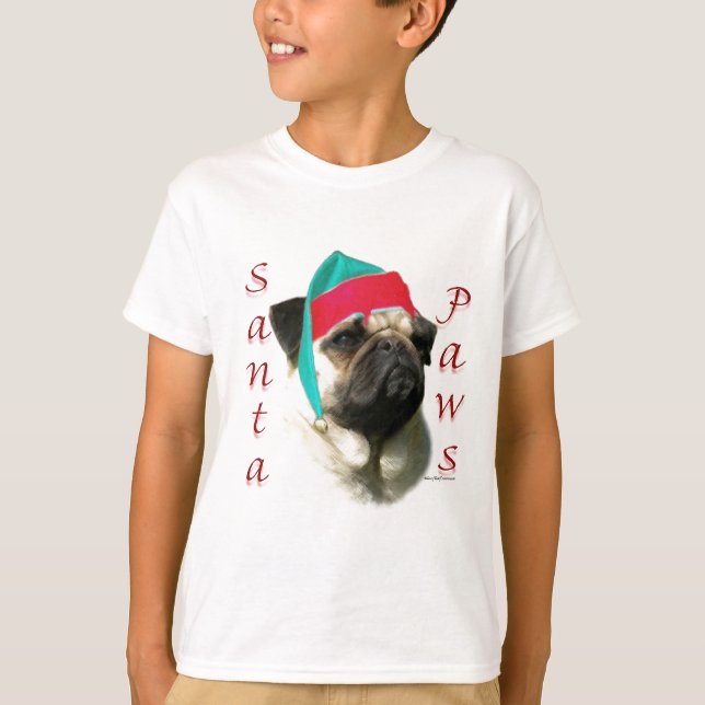 Camiseta Pug (fawn) Santa Paws (Anverso)