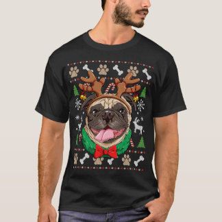 Camiseta Pug feas Antleras de Reno de Navidad Perro Chicas