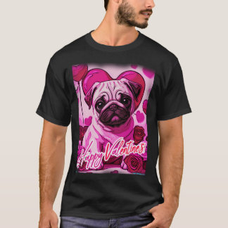 Camiseta Pug FELICES FIESTAS 169 Día de San Valentín FELIZ 