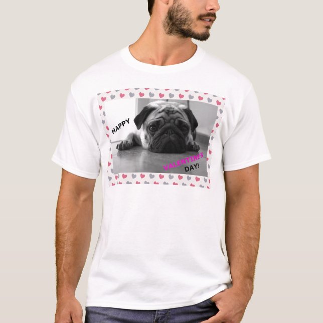 Camiseta Pug Feliz Día de San Valentín (Anverso)