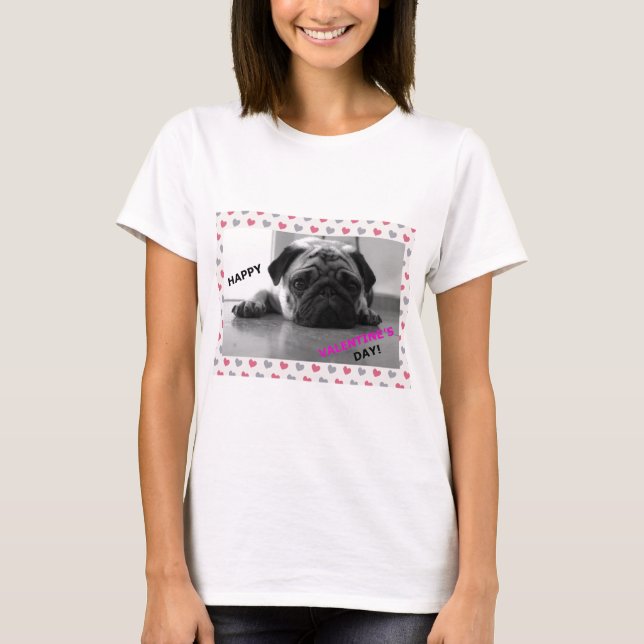 Camiseta Pug Feliz Día de San Valentín (Anverso)