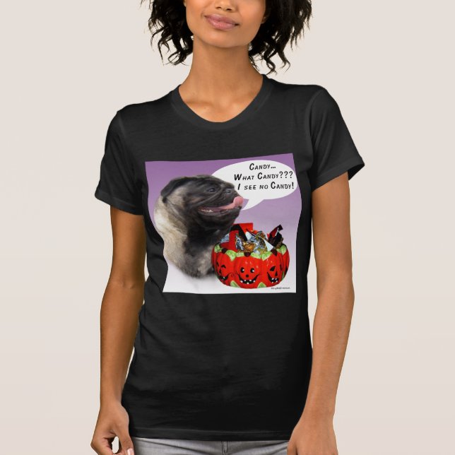 Camiseta Pug (flauta) Halloween Candy (Anverso)