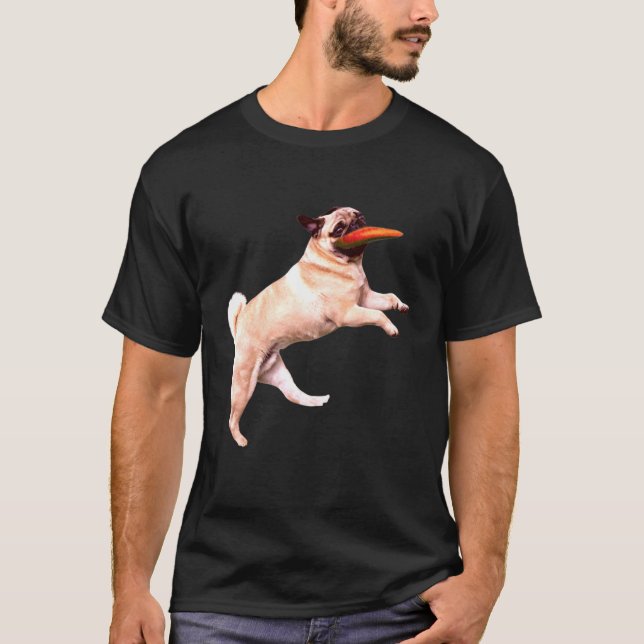 Camiseta Pug Frisbee Dibujo Perros Lap impresión Perro (Anverso)