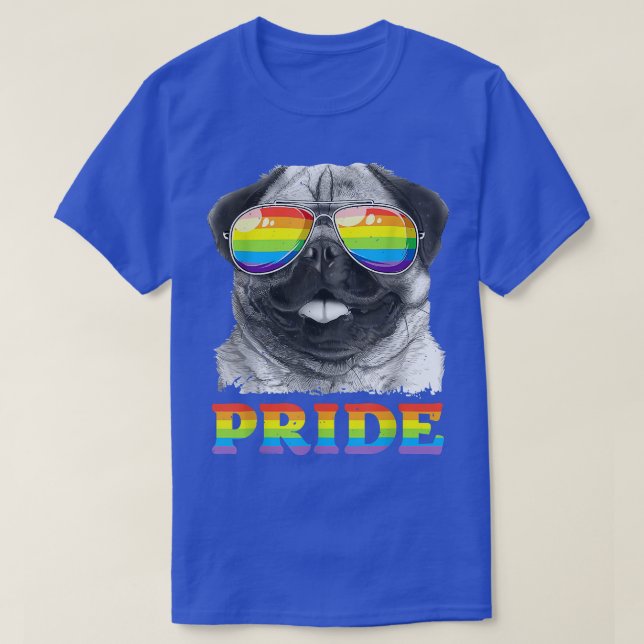 Camiseta Pug Gay Pride LGBT Rainbow Flag Sunglasses T  LGBT (Diseño del anverso)