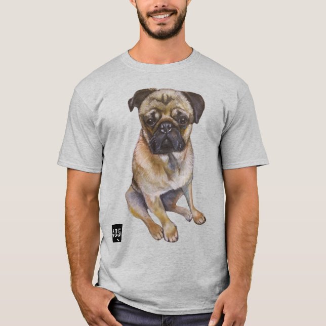Camiseta Pug Gaze T-Shirt – Chalk Art Style (Anverso)