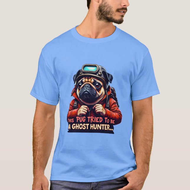 Camiseta Pug Ghost Hunter Halloween T-Shirt – Cute Dog Love (Anverso)