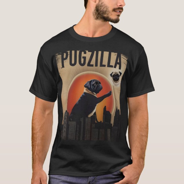 Camiseta Pug gracioso: Pugzilla (Anverso)