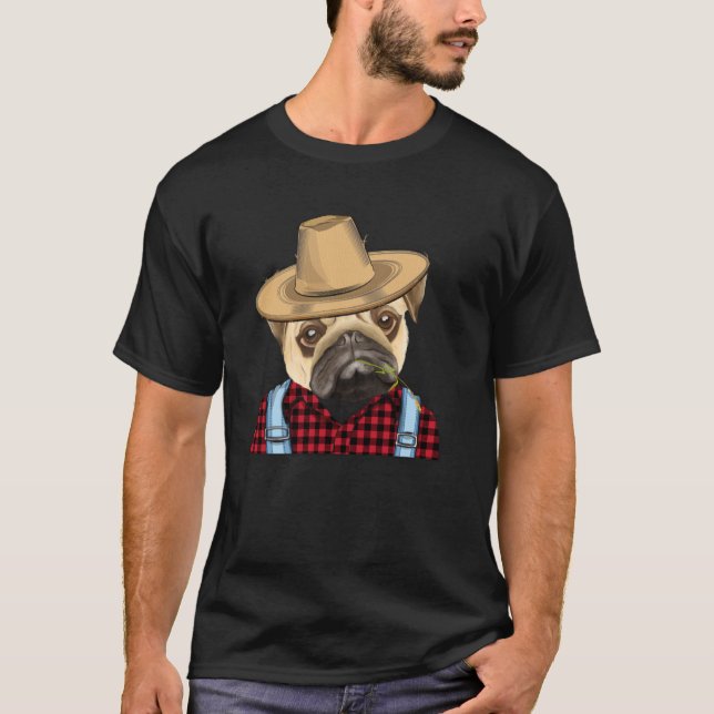 Camiseta Pug Granjero Perro de Granja (Anverso)