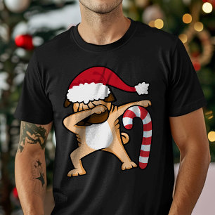 Camiseta Pug haciendo dabbing en Navidad sombrero de Santa