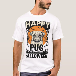 Camiseta Pug Halloween Feliz Vintage Perro Espeluznante_1
