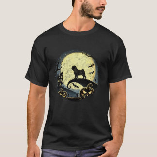 Camiseta Pug Halloween Spooky Moon Tee Dog Lover Pug Dad T