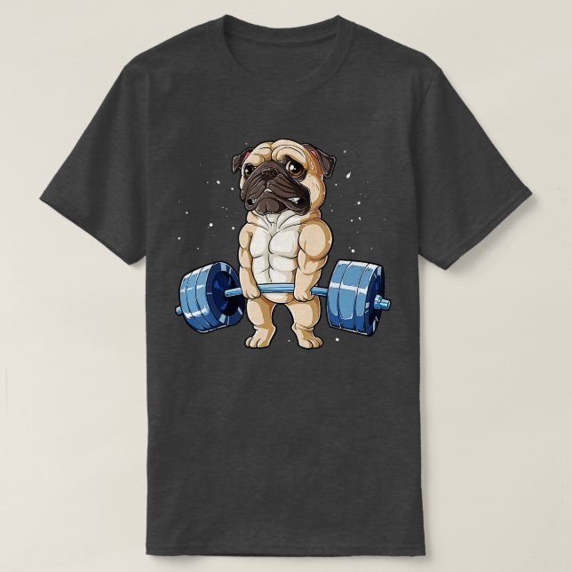 Camiseta Pug Halterofilia Funny Deadlift Men Fitness Gym W (Diseño del anverso)