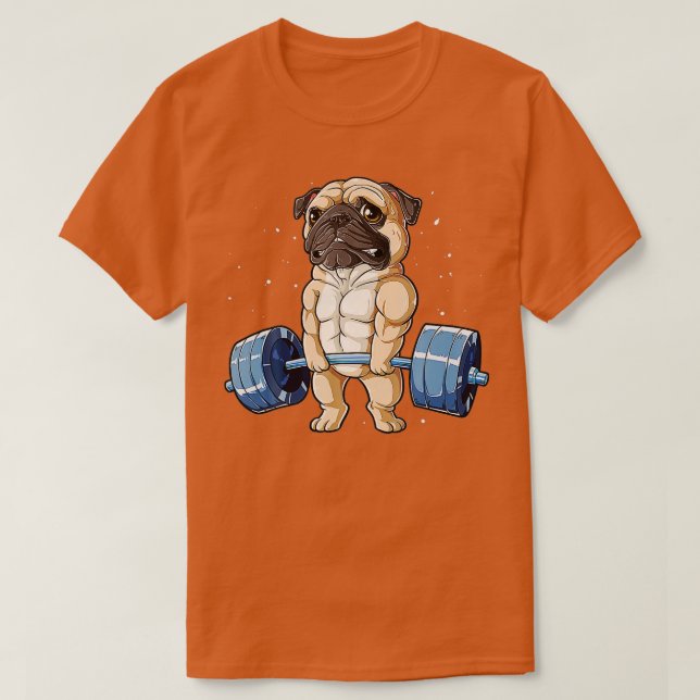 Camiseta Pug Halterofilia Funny Deadlift Men Fitness Gym W (Diseño del anverso)