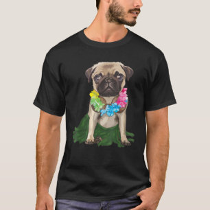 Camiseta Pug hawaiano baile hula genial aloha animal divert