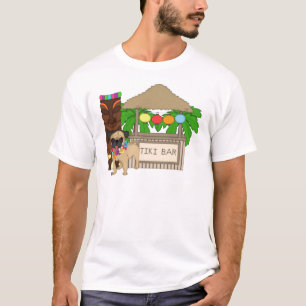 Camiseta Pug hawaiano en los Personalizables de bar Tiki, r