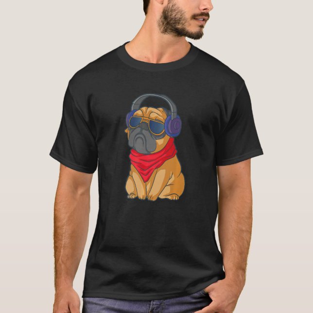 Camiseta Pug Headset Dog Premium (Anverso)