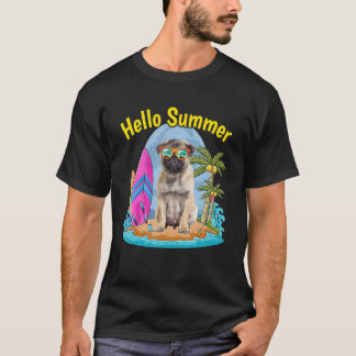Camiseta Pug Hello Summer Dog  Vacation 2022