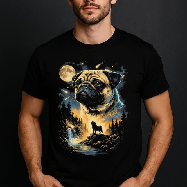 Camiseta Pug Howling To The Moon Vintage 90S  (Subido por el creador)