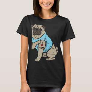 Camiseta Pug I Love Mom Cute Animal Mascota Perro Lover Due