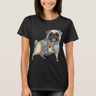 Camiseta Pug I Love Mom Tattoo Dog Funny's Day Gift