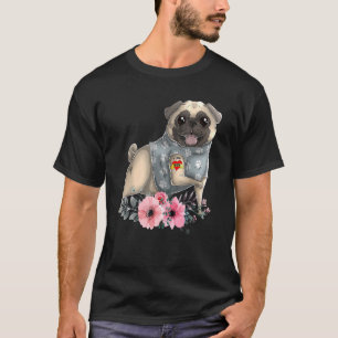 Camiseta Pug I Love Mom Tattoo Dog Mother's Day