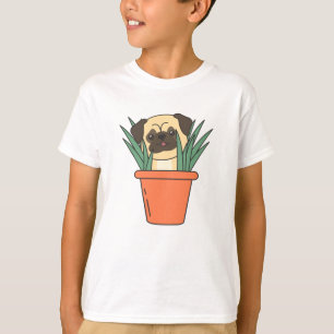 Camiseta Pug In Flower Pot Funny Dog Puppy Planta