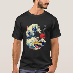 Camiseta Pug japonés Ola de Kanagawa Surf Leal Perro