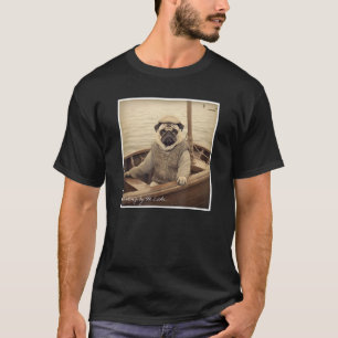 Camiseta Pug Lindo Pescador en un Barco Humor