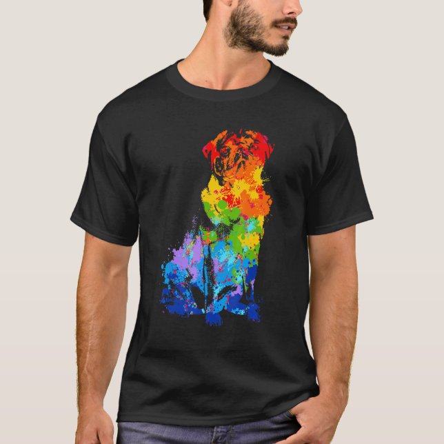 Camiseta Pug lindo pintando con salpicaduras de pintura (Anverso)