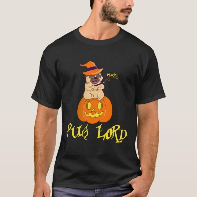 Camiseta Pug Lord Halloween Dog sobre Jack-o&x27;- Linterna (Anverso)
