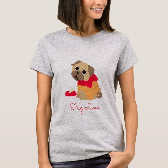Camiseta Pug Love lindo perro de pug amante animal (Anverso)